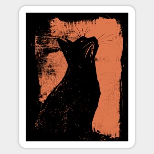 Artful Cat Silhouette Magnet